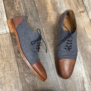 TAFT The Jack Shoe Wool Leather Cap Toe Oxford Gray Brown Spain Mens EU 44 US 11